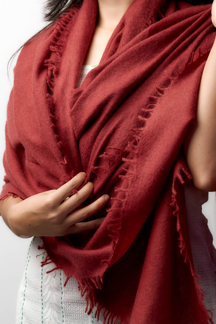 Pure Cashmere shawl- Autumn Rouge